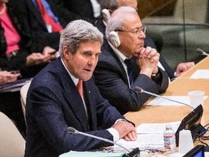 Ngoại trưởng Mỹ John Kerry tham dự cuộc họp Những người bạn của Nhân dân Syria bên lề Hội nghị Đại hội đồng LHQ lần thứ 68. (Ảnh: AFP/TTXVN)