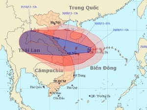 Vị trì và đường đi của bão số 10. (Nguồn: nchmf.gov.vn)