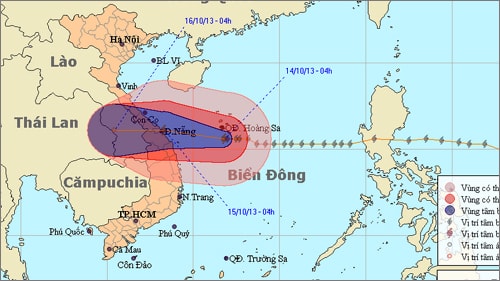 Vị trí và đường đi của bão số 11