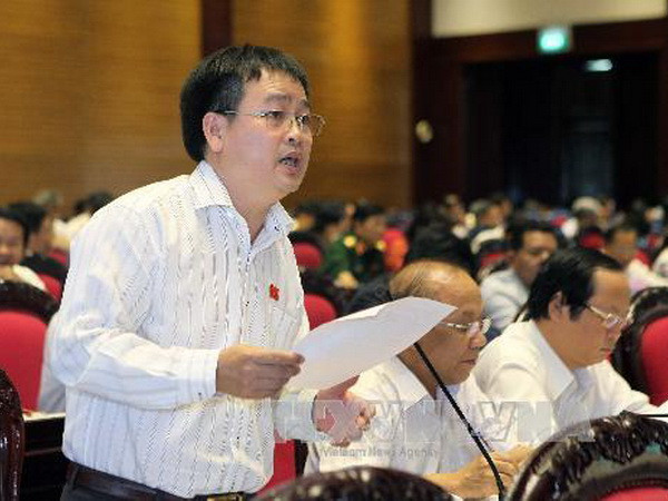 Đại biểu Quốc hội tỉnh Quảng Ngãi Nguyễn Cao Phúc phát biểu ý kiến. (Ảnh: Doãn Tấn/TTXVN)