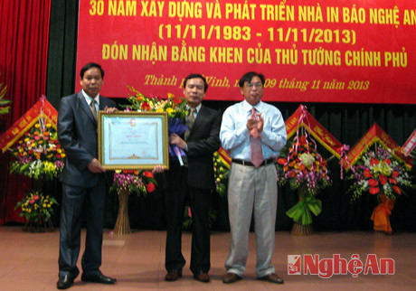 Nhà In Báo Nghệ An được Thủ tướng tặng bằng khen