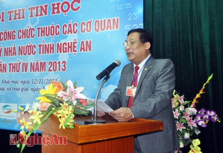 Đồng chí Hồ Quang Thành phát biểu tại lễ khai mạc hội thi