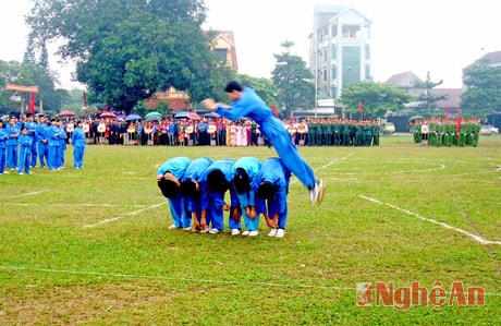 Biểu diễn môn võ Vovinam tại Đại hội TDTT lần thứ 7 huyện Quỳ Châu. Ảnh: Trần Ngọc Lan