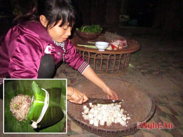 Nõn chuối noan được xắt mỏng.
