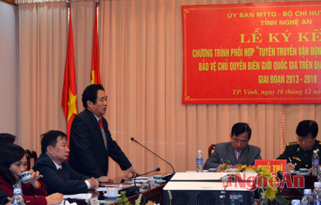 Đồng chí Thái Văn Hằng phát biểu tại lễ ký kết