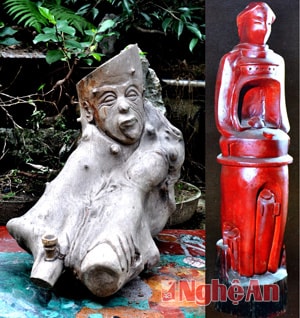 Các tác phẩm điêu khắc “Lão nông”, “Cọc tiêu sống” của họa sỹ Ngô Phi Công.