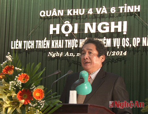 Đồng chí Thái Văn Hằng – Phó Chủ tịch UBND tỉnh Nghệ An phát biểu tại hội nghị.