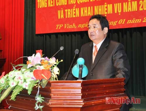 Đồng chí Thái Văn Hằng phát biểu tại hội nghị