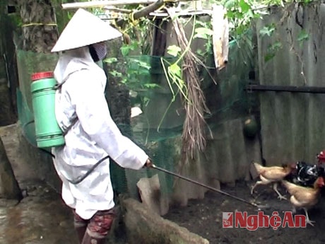 Vệ sinh, tiêu độc khử trùng ở xã Khánh Thành (Yên Thành).