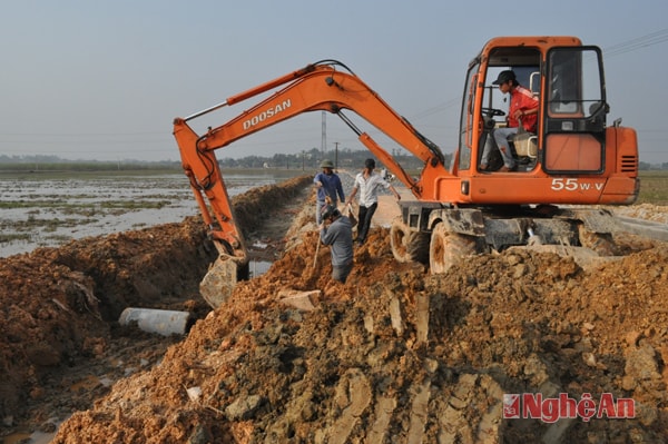 Làm giao thông nội đồng ở xã Lạc Sơn (Đô Lương).