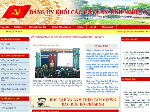 Giao diện trang chủ của trang website