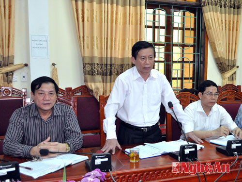 Đồng chí Phạm Anh Tuấn đề nghị huyện Đô Lương tiếp tục tăng cường công tác quản lý nhà nước về hoạt động khai thác khoáng sản.