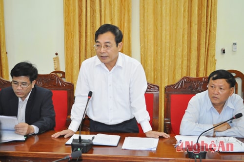 Đồng chí Nguyễn Văn Huy - Chủ tịch UB MTTQ tỉnh phát biểu tại buổi làm việc
