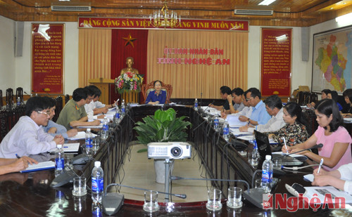 Đồng chí Đinh Thị Lệ Thanh chủ trì cuộc họp.