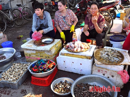 Chợ hải sản Cửa Lò.  Ảnh Trần Hải