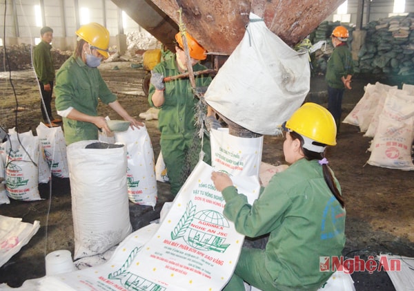Dây chuyền sản xuất tại Công ty Phân bón Sao Vàng (Tổng công ty Vật tư Nông nghiệp Nghệ An).