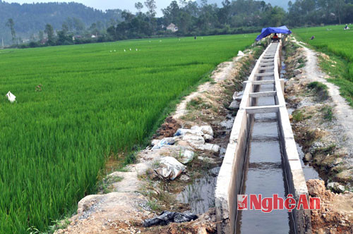 Xã Hưng Yên Nam đang  đầu tư phát triển hệ thống kênh mương bê tông để chống thất thoát nước và phục vụ hiệu quả cho sản xuất nông nghiệp.
