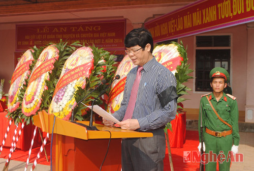 Đồng chí Lê Xuân Đại, Phó Chủ tịch UBND tỉnh đọc Điếu văn tưởng nhớ các anh hùng liệt sĩ