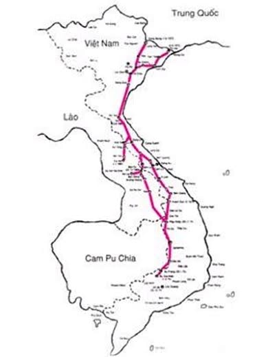 Sơ đồ toàn tuyến đường ống xăng dầu xây dựng giai đoạn 1968-1975.