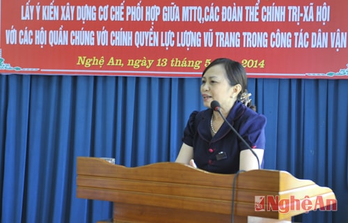 Đại diện ban dân vận tỉnh ủy phát biểu ý kiến