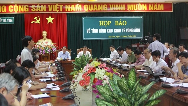 Quang cảnh buổi họp báo chiều nay, 15/5. Ảnh: Báo Tiền Phong