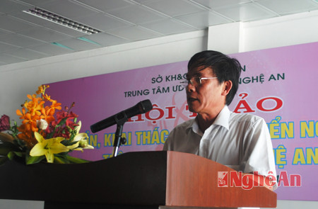 Ông Trần Quốc Thành, Giám đốc Sở KH&CN tỉnh trình bày tiềm năng, công tác bảo tồn, khai thác nguồn gen của tỉnh