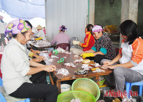 Cơ sở chế biến cá  phi lê  của anh Nguyễn Văn Hùng, xã Diễn Ngọc, Diễn Châu.