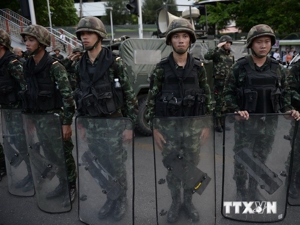 Binh sỹ Thái Lan đảm bảo an ninh tại Bangkok ngày 29/5. Nguồn: AFP/TTXVN