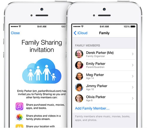 Các thành viên trong gia đình có thể chia sẻ ảnh, lịch, nhắc nhở, địa chỉ với nhau thông qua FamilyShare. Không chỉ có vậy, phụ huynh được kiểm soát những gì con em muốn mua từ iTunes.