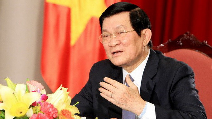 Chủ tịch nước trả lời phỏng vấn về vụ Trung Quốc đặt giàn khoan trái phép - Ảnh: TTXVN