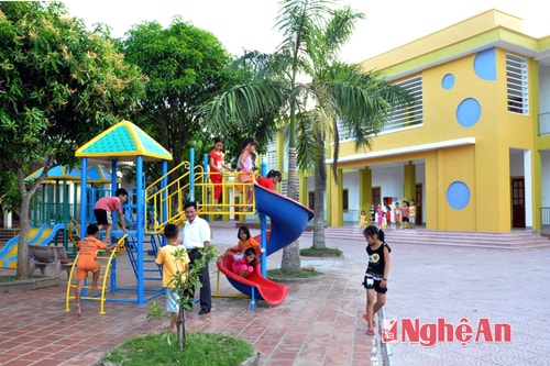 Trường Mầm non Nghi Đức đầu tư gần 9 tỷ đồng, mới được đưa vào sử dụng. Ảnh: Sỹ Minh