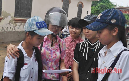 Học sinh Nghi Lộc sau khi hoàn thành buổi thi.