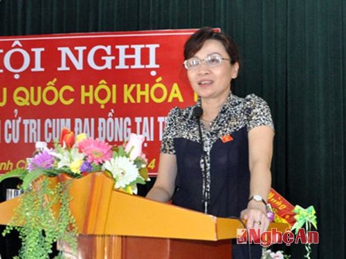 Đại biểu Lê Thị Tám giải trình một số vấn đề cử tri quan tâm.