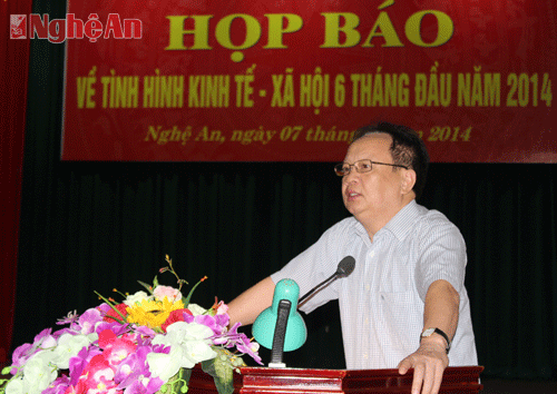 Lãnh đạo Sở KHĐT thay mặt UBND tỉnh trình bày báo cáo phát triển KT-XH 6 tháng đầu năm