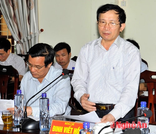 Đồng chí Đinh Viết Hồng phát biểu.