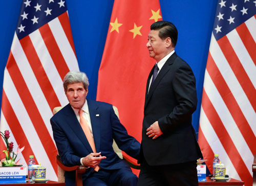 Ngoại trưởng Mỹ John Kerry và Chủ tịch TQ Tập Cận Bình trong Đối thoại chiến lược Mỹ - Trung. Ảnh: Reuters