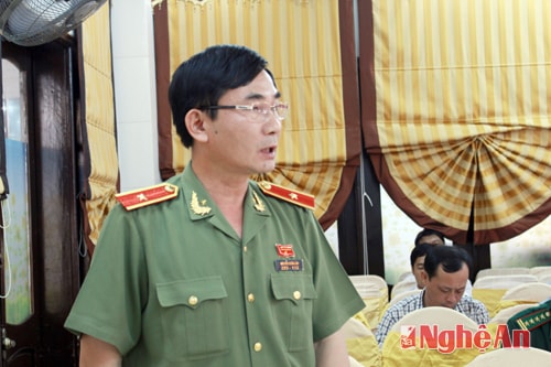 Thiếu tướng Nguyễn Xuân Lâm - Giám đốc CA tỉnh Nghệ An phát biểu