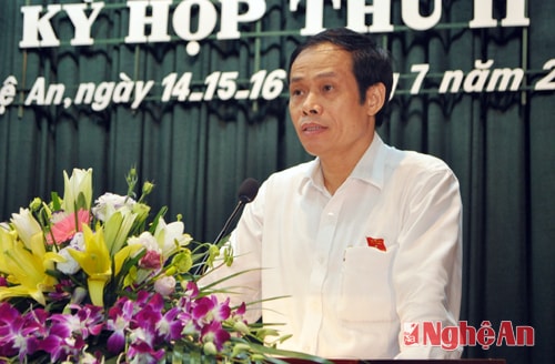 Ông Nguyễn Đình Hòa - Cục Thuế Nghệ An giải trình và trả lời chất vấn tại kỳ họp