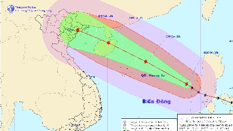 Bão số 2 đang mạnh cấp 13, giật cấp 15-16 (Ảnh: NCHMF)