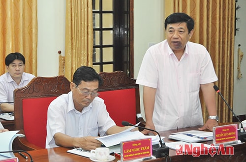 Đồng chí Phó Bí thư Tỉnh ủy, Chủ tịch UBND tỉnh Nguyễn Xuân Đường phát biểu tại cuộc làm việc