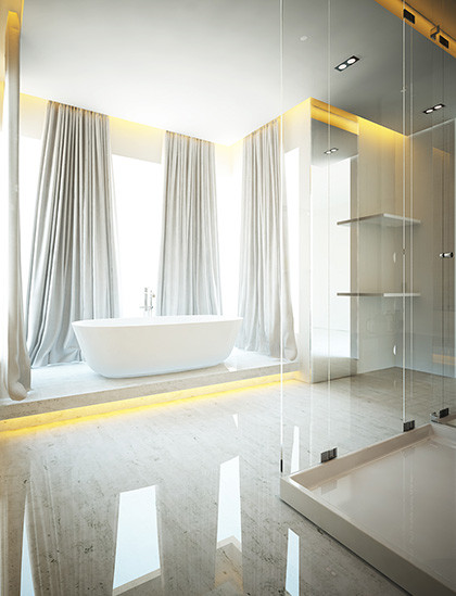 Phòng tắm chính được gia chủ bố trí ngập tràn ánh sáng.