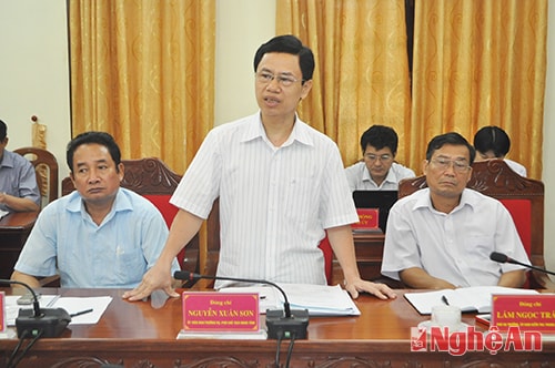 Đồng chí Phó Chủ tịch HĐND tỉnh Nguyễn Xuân Sơn tham gia ý kiến tại cuộc làm việc
