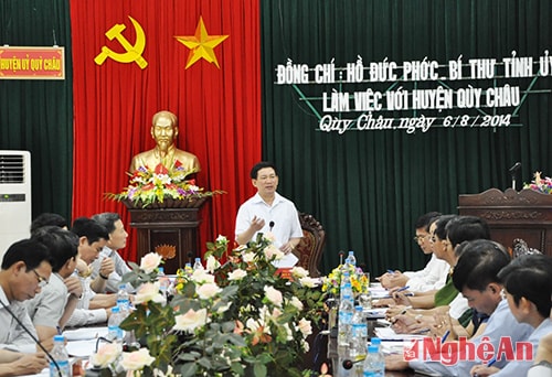 Đồng chí Hồ Đức Phớc kết luận tại buổi làm việc