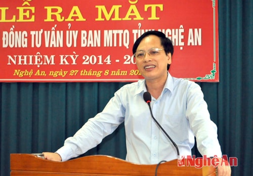 Đồng chí Nguyễn Mạnh Khôi - Phó trưởng ban Dân vận Tỉnh ủy phát biểu tại lễ ra mắt.