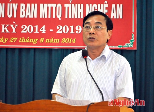 Đồng chí Nguyễn Văn Huy - Chủ tịch Ủy ban MTTQ tỉnh phát biểu tại lễ ra mắt.