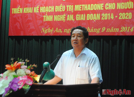 Đồng chí Thái Văn Hằng- Ủy viên BTV Tỉnh ủy- Phó chủ tịch UBND tỉnh phát biểu tại hội nghị