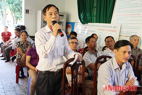Cử tri phường Thu Thủy - Thị xã Cửa Lò kiến nghị những vấn đề người dân quan tâm.