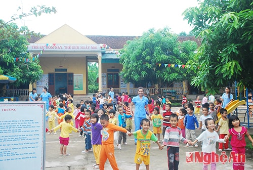 Cô, trò trong giờ ra chơi