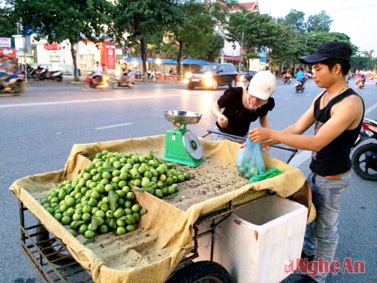 “Gánh” hàng rong của anh Bùi Văn Chiến (quê Nam Định) trên đường phố TP. Vinh.