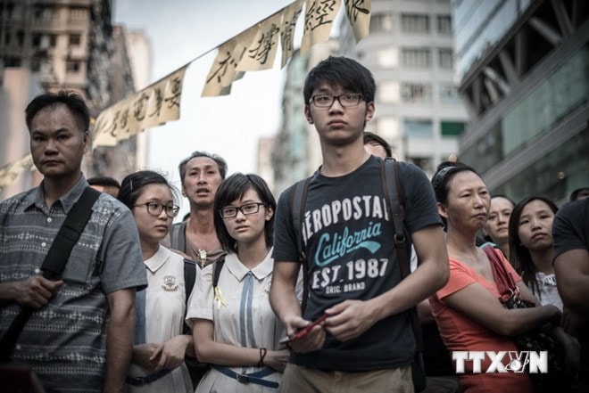 Người biểu tình tiếp tục phong tỏa đường phố ở Hong Kong ngày 9/10. (Nguồn: AFP/TTXVN)